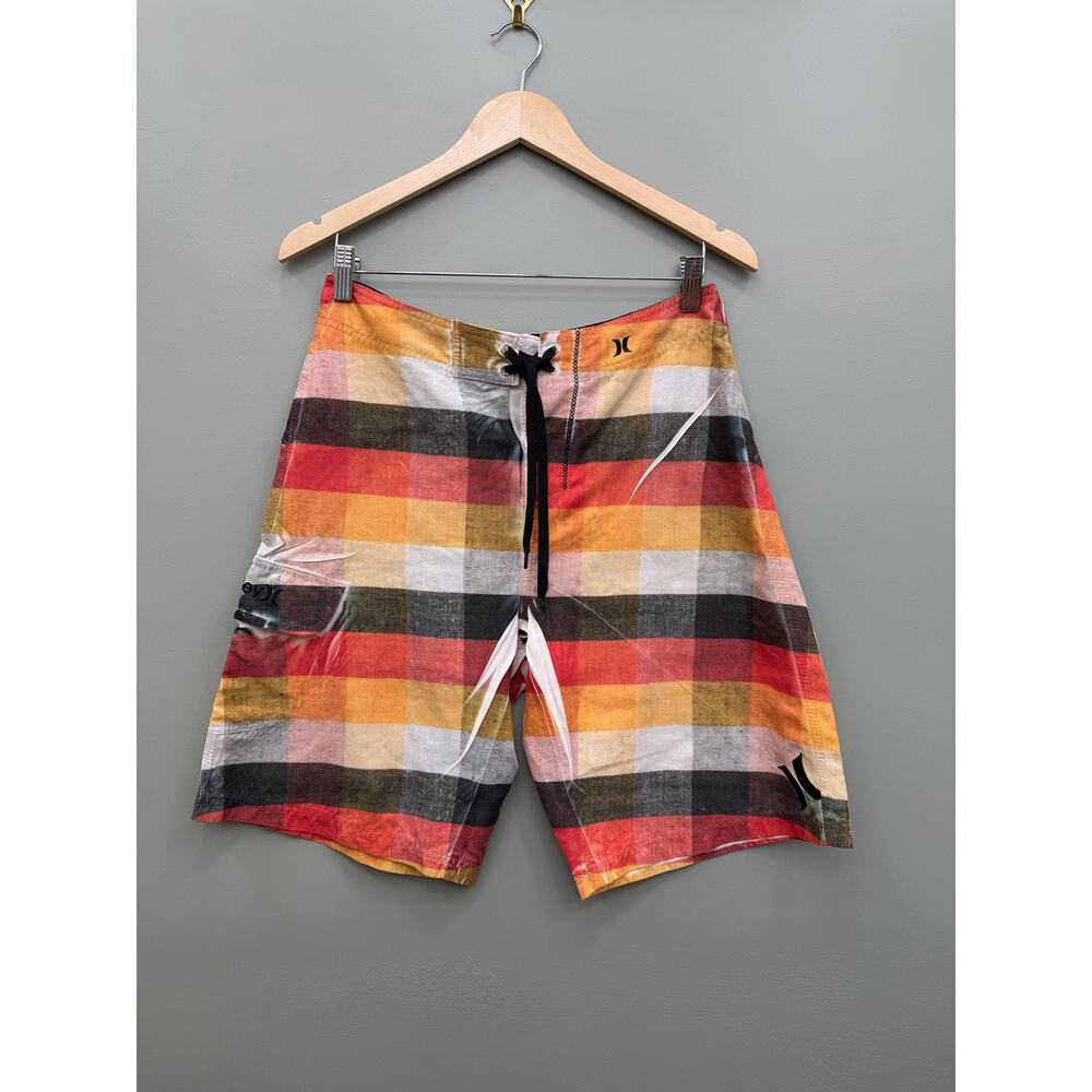 Hurley Phantom Plaid Board Shorts Mens 30 Surf Swim Beach Performance - Picture 2 of 6